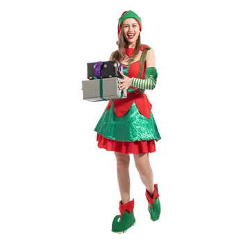Uue Jõulud Riided Naistele Cosplay Jõulud Elf Kostüüm Teemaline Pidu Meik Mäng Tüdruk Seelik Neiu Kleit Ühtne Santa Müts
