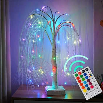 Puhkus LED Paju Light Tree Gypsophila Värviline Puu Remote Tabel Lamp Kodu Magamistuba, elutuba Siseruumide Atmosfääri Kerge