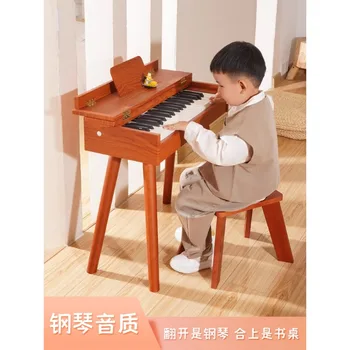 Laia silmaringiga laste klaver 37 võtmed poisid ja tüdrukud algajatele puidust laud elektrooniline klaver beebi mänguasjad juuni 1 kingitus.