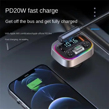 PD20W+QC3.0 Laadija Auto Bluetooth-Ühilduva MP3-Mängija, Auto Adapter Auto Käed-vaba FM-Saatja 7color Atmosfääri Kerge