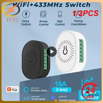 1/2TK Tuya 16A Wifi + RF 433 Mini Switch With Power Mornitor Topelt-viis Taimer Relee Smart Elu Kaitselüliti Tööd Alexa