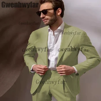 Gwenhwyfar Hiljemalt Meeste Sotsiaalse Sobiks Slim Täielik Meeste Ülikond Poiss Sobiks Pulmadeks Elegantne 2 Tk Sobiks Komplekt(Jakk+Püksid)