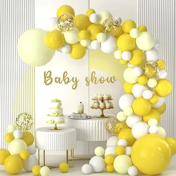 104pcs Kollased Õhupallid Vanik Arch Kit Sidruni Daisy Meemesilaste Teema Sünnipäeva Kaunistamiseks Pulmad Baby Shower Aastapäeva