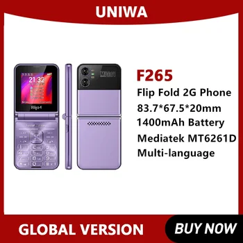 UNIWA F265 10CP Klapp Klapp Telefoni 2G Mobiiltelefoni Eakate Dual Screen Ühe Nano Big Push-Nuppu Aku 1400mAh