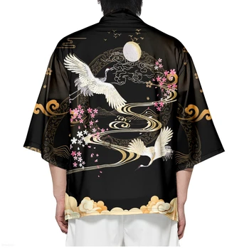 Hiina Kraana Prindi Traditsiooniline Kimono 2023 Jaapani Stiilis Naised Mehed Streetwear Beach Kampsun, Top Moe Cosplay Haori Särgid