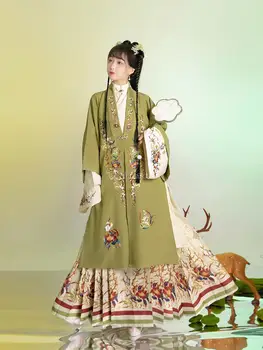 2023 hiina hanfu naine ming dünastia seista krae särk pikka plisseeritud seelik sügis-talv paranenud naiste tikandid hanfu komplekt