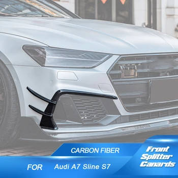 Auto Esistange Uimed Lõhkujad Canards Audi A7 Sline S7 2019 2020 Päris Carbon Fiber Front Bumper-Lõhkujad Auto Body Kits