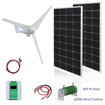 Madal Müra 1000W 12V tuuliku 600W koos MPPT Kontroller 400W Päikesepaneelid Kodu Päikeseenergia Süsteemi