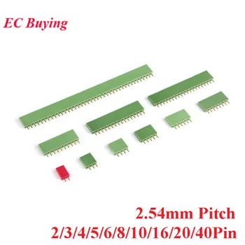 10tk 2.54 mm Sammuga Ühe Rea Female Pin-Straight Emane Päise Pistiku Pesa 1X2/3/4/5/6/8/10/16/20/40Pin PCB Jaoks Arduino